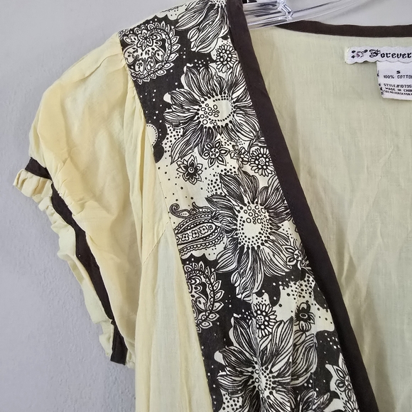 Forever 21 Vtg Womens Y2k Yellow‎ Dress Size Small Babydoll Cottagecore - Picture 4 of 7